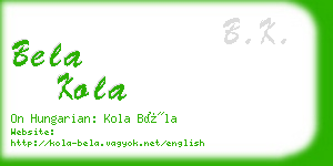 bela kola business card